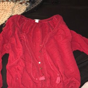 Long sleeve button-up blouse